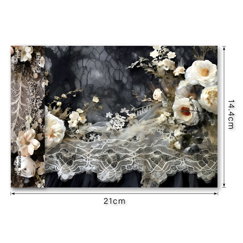 A5 Dark Lace Flowers Journal Scrapbook Paper