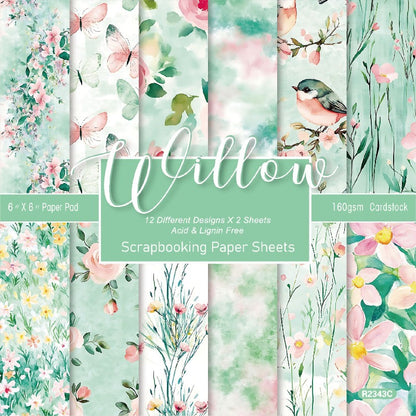 24PCS 6" Willow Scrapbook Paper & Cardstock