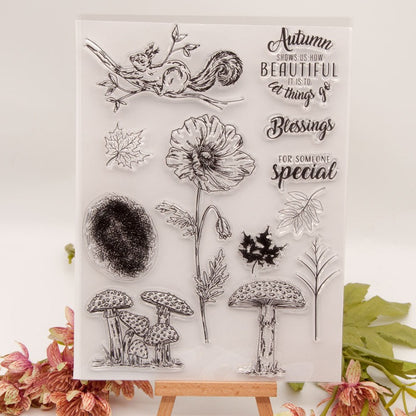 Mushroom Squirrel Flower Clear Stamps