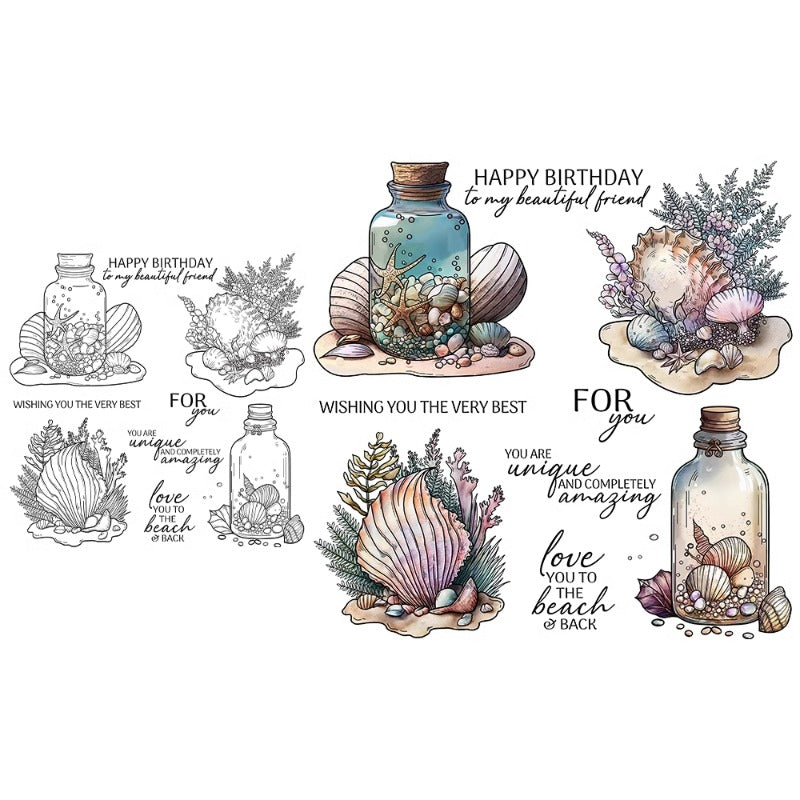 Sea Shells And Wishing Bottle Clear Stamps