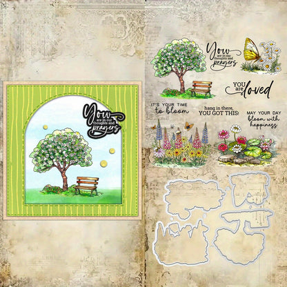 Beautiful Tree & Flower Dies & Stamps Set