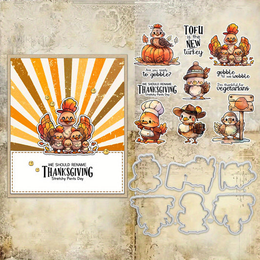 Thanksgiving Cute Turkey Dies & Stamps Set