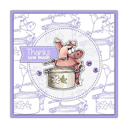 Cute Kitchen Cooking Pig Dies & Stamps Set