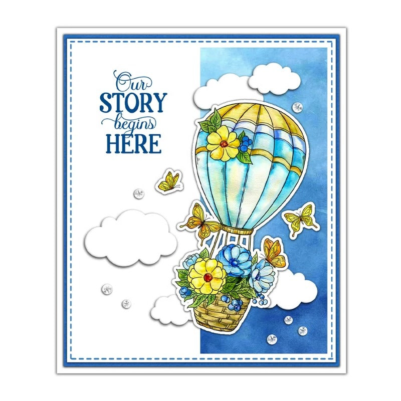 Beautiful Hot Air Balloons and Flowers Dies & Stamps Set