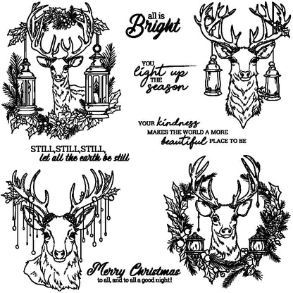 Christmas Reindeer Head Dies & Stamps Set