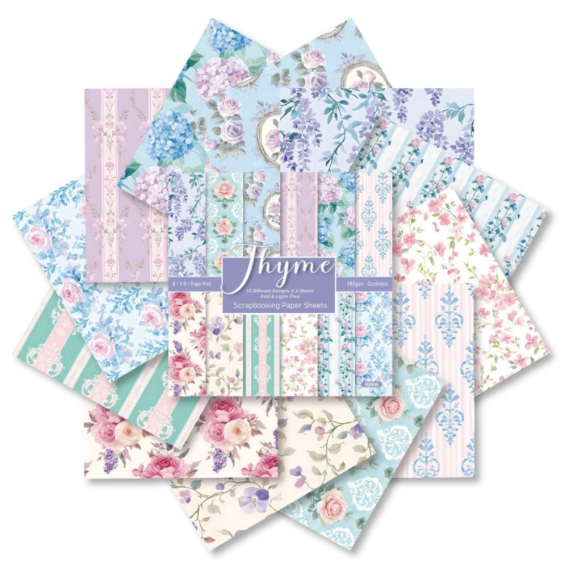 24PCS 6" Thyme Scrapbook Paper & Cardstock