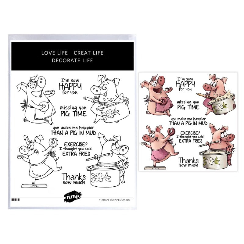 Cute Kitchen Cooking Pig Dies & Stamps Set