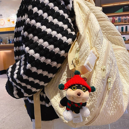 Funny Plush Bee Dog Keychain