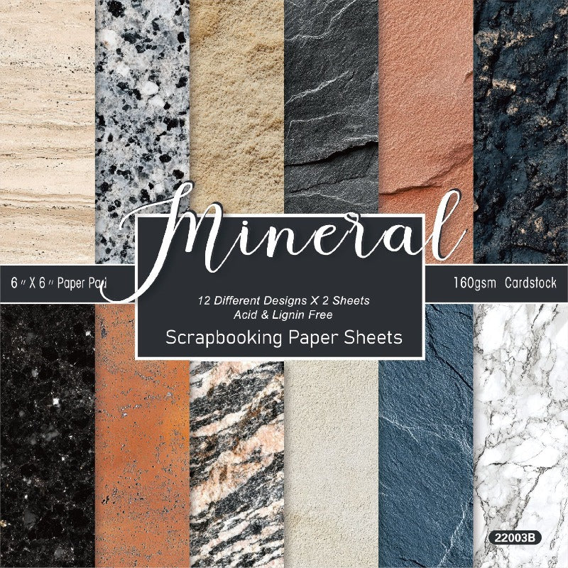 24PCS 6" Mineral Scrapbook Paper & Cardstock