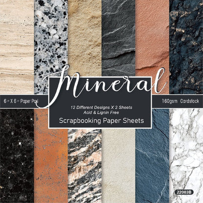 24PCS 6" Mineral Scrapbook Paper & Cardstock
