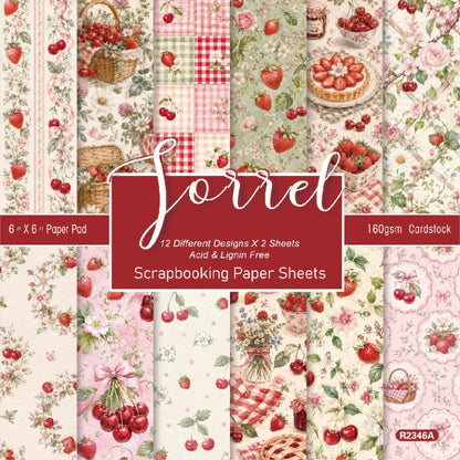 24PCS 6" Fruits Scrapbook Paper & Cardstock
