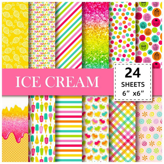 24PCS 6" Ice Cream Scrapbook Paper & Cardstock