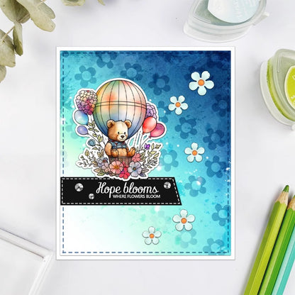 Cute Bear In Hot Air Balloons Clear Stamps