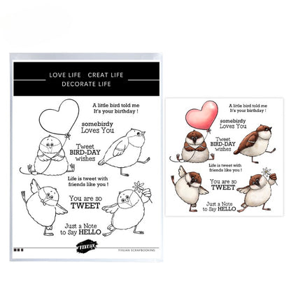 Cute Funny Fat Birds Dies & Stamps Set