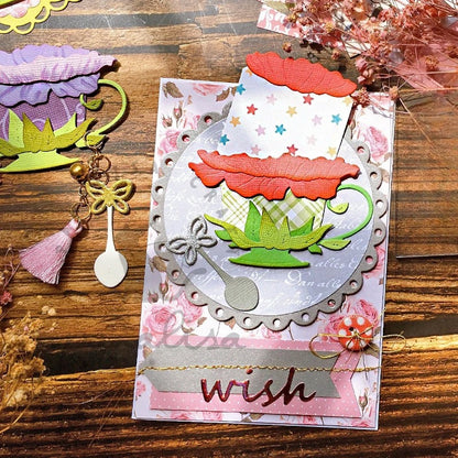 Teacup and Flowers Metal Cutting Dies