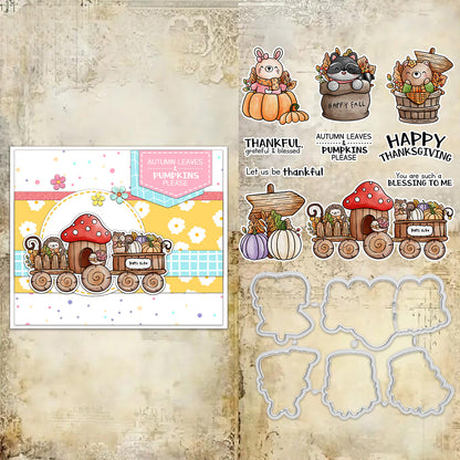 Thanksgiving Animal Train Dies & Stamps Set