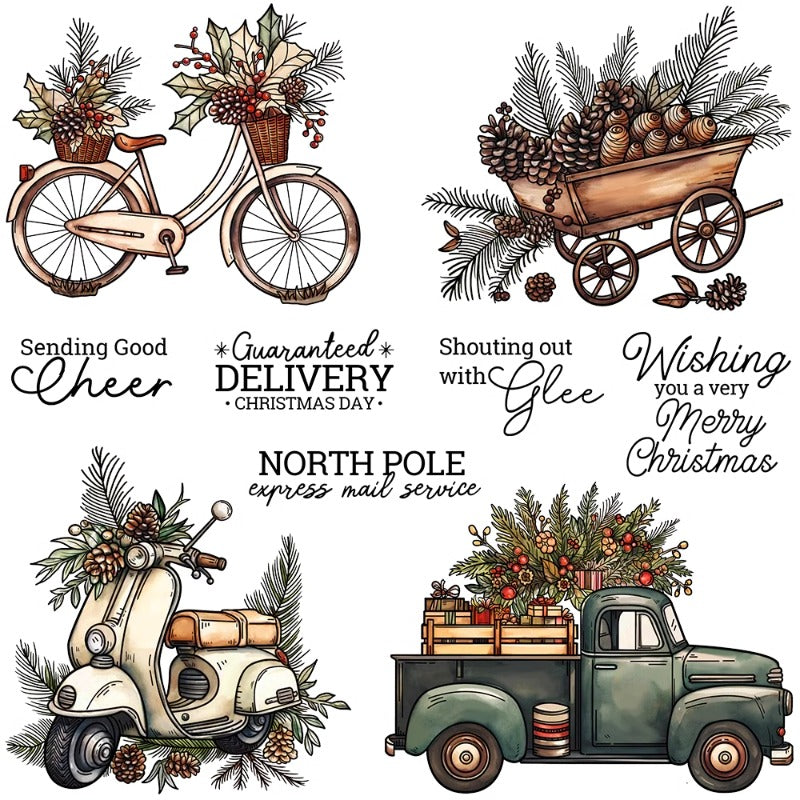Christmas Tree Leaves Car Bike Clear Stamps