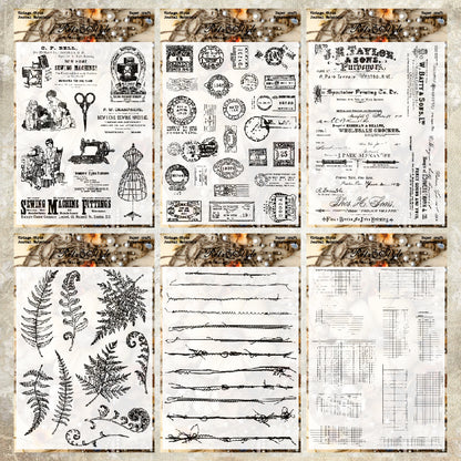 Retro Background DIY Scrapbook Clear Stamps