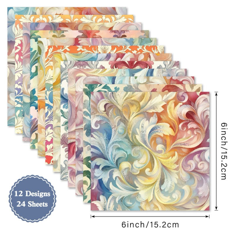 24PCS 6" Damask Scrapbook Paper & Cardstock
