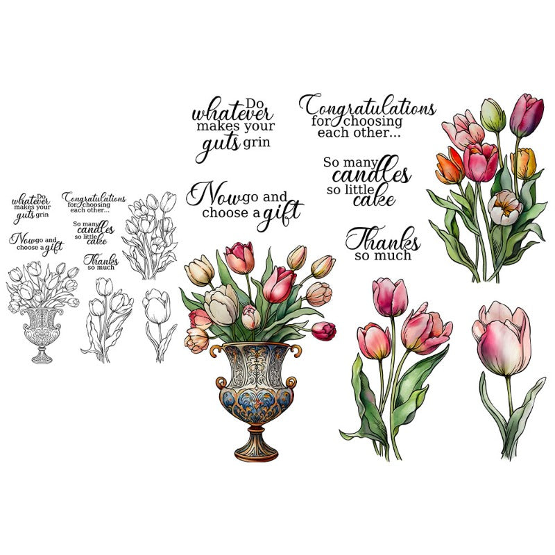 Beautiful Tulip Dies & Stamps Set