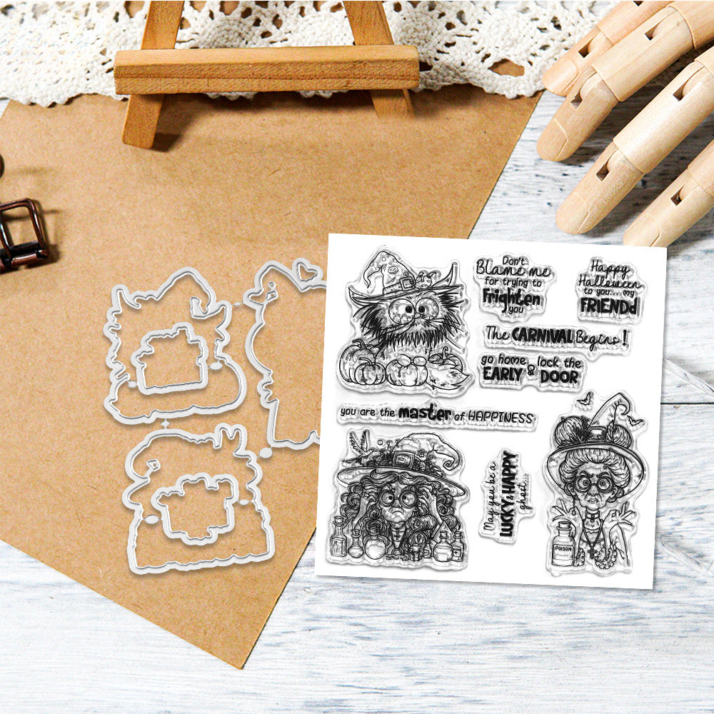 Halloween Witch Kitten Dies & Stamps Set