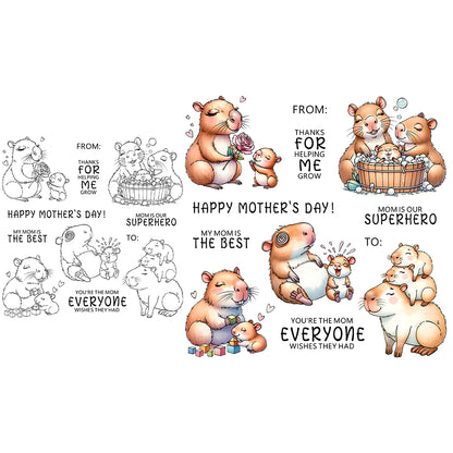 Mom Baby Capybara Dies & Stamps Set