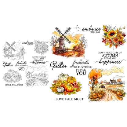 Autumn Pumpkins Windmill Clear Stamps