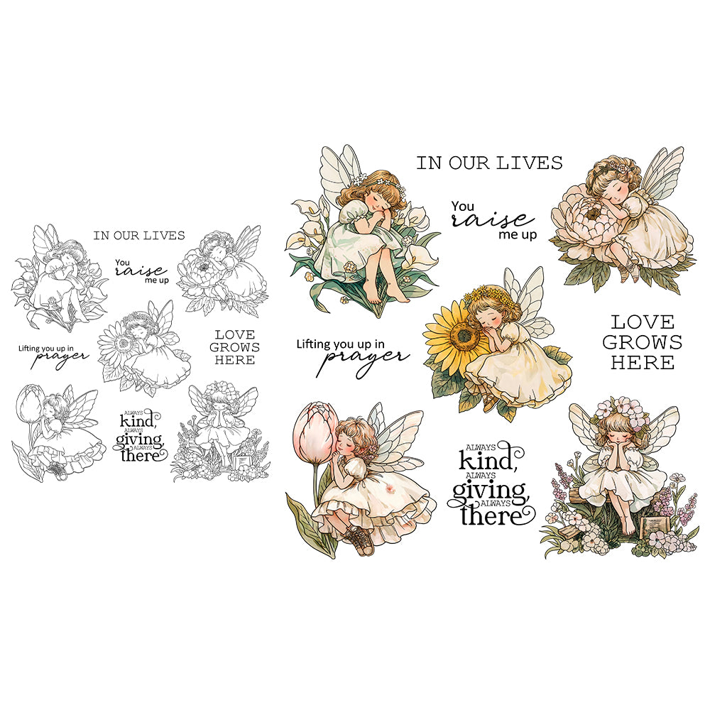 Cute Little Flowers Fairy Girls Dies & Stamps Set