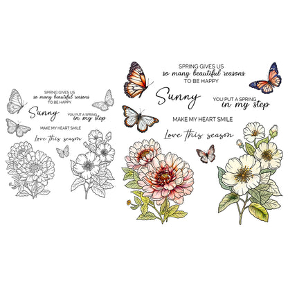 Flowers and Butterflies Dies & Stamps Set