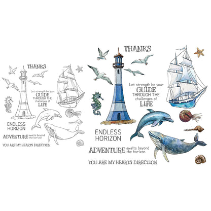 Lighthouse Boat Dolphin Dies & Stamps Set