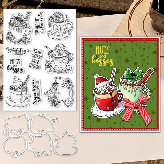 Christmas Snowman Coffee Cup Dies & Stamps Set