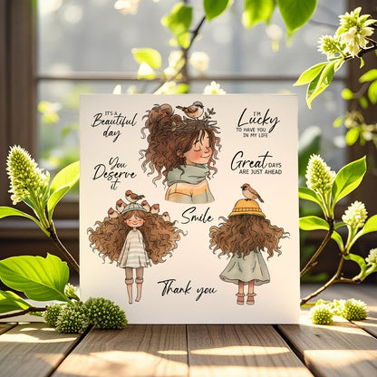 Girl with Messy Hair Dies & Stamps Set
