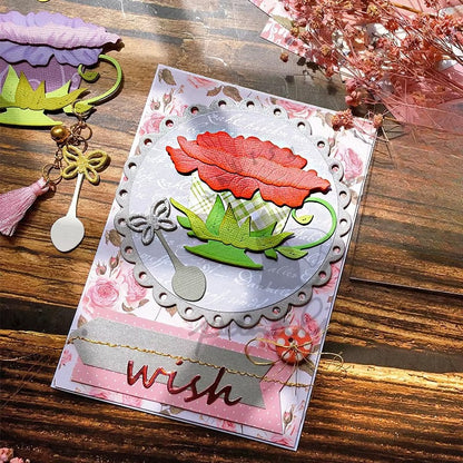 Teacup and Flowers Metal Cutting Dies