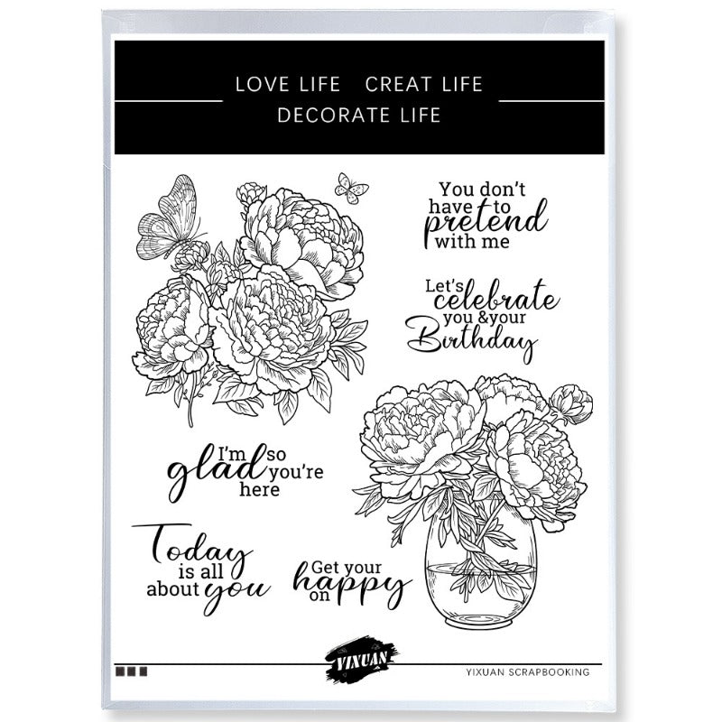 Beautiful Peony Flowers Clear Stamps