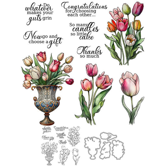 Beautiful Tulip Dies & Stamps Set