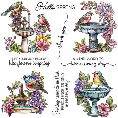 Garden and Bird Fountains Clear Stamps