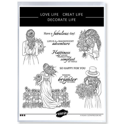 Beautiful Ladies & Flowers Clear Stamps