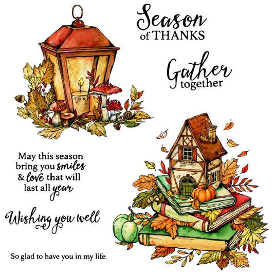 Autumn Leaves House and Lights Dies & Stamps Set