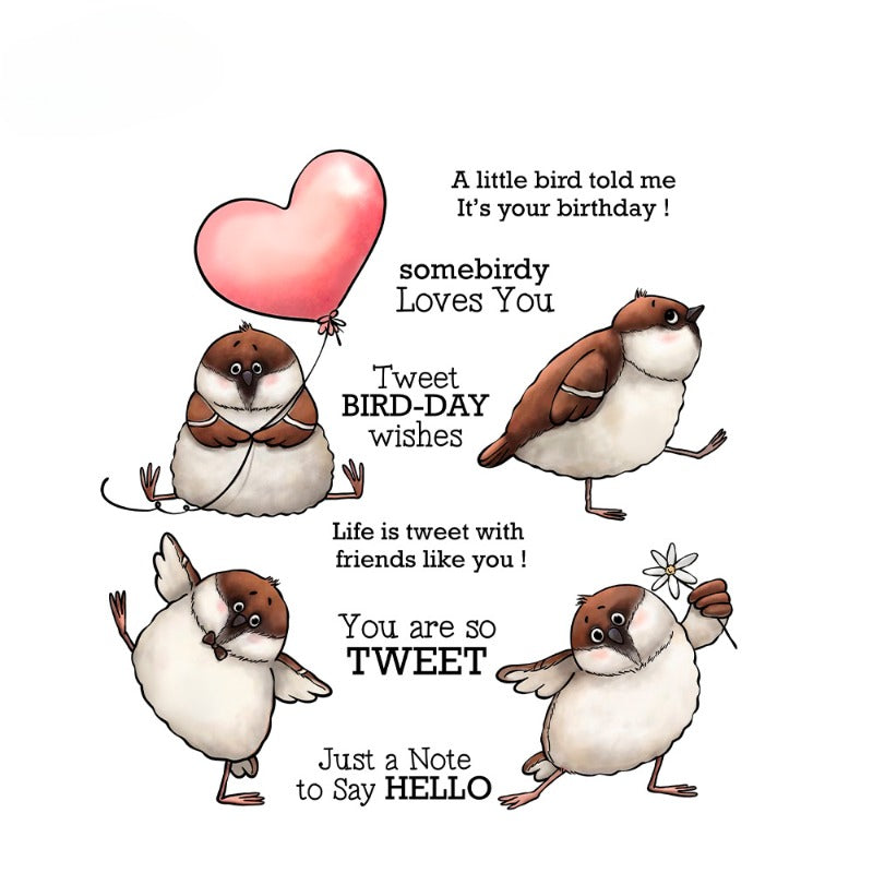 Cute Funny Fat Birds Dies & Stamps Set