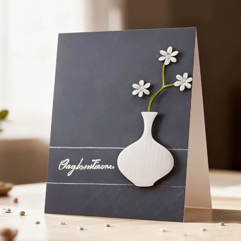 Minimalist Vase with Flowers Metal Cutting Dies