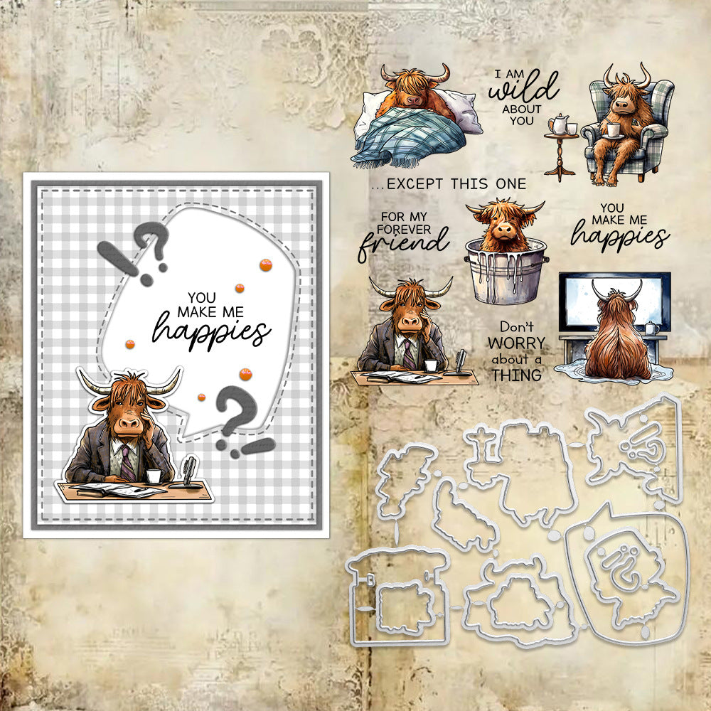 Cartoon Cows Dies & Stamps Set