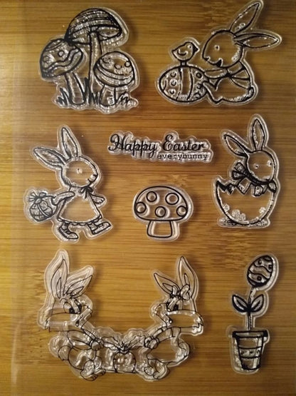 Rabbit Pulling Carrots Clear Stamps