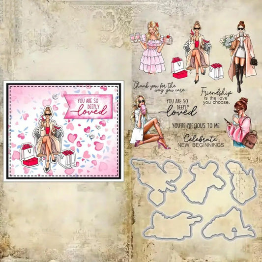 Shopping Girls Dies & Stamps Set