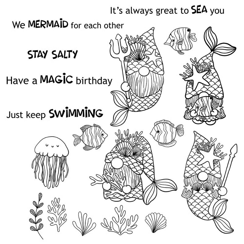 Cute Mermaid Gnomes Dies & Stamps Set