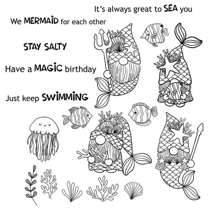 Cute Mermaid Gnomes Dies & Stamps Set