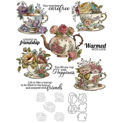 Vintage Teacup & Rose Dies & Stamps Set