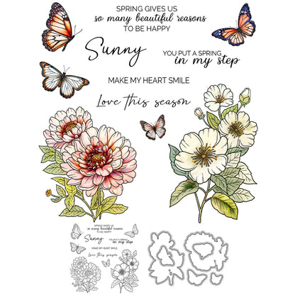 Flowers and Butterflies Dies & Stamps Set