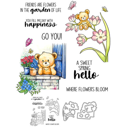 Bear and Flowers Dies & Stamps Set