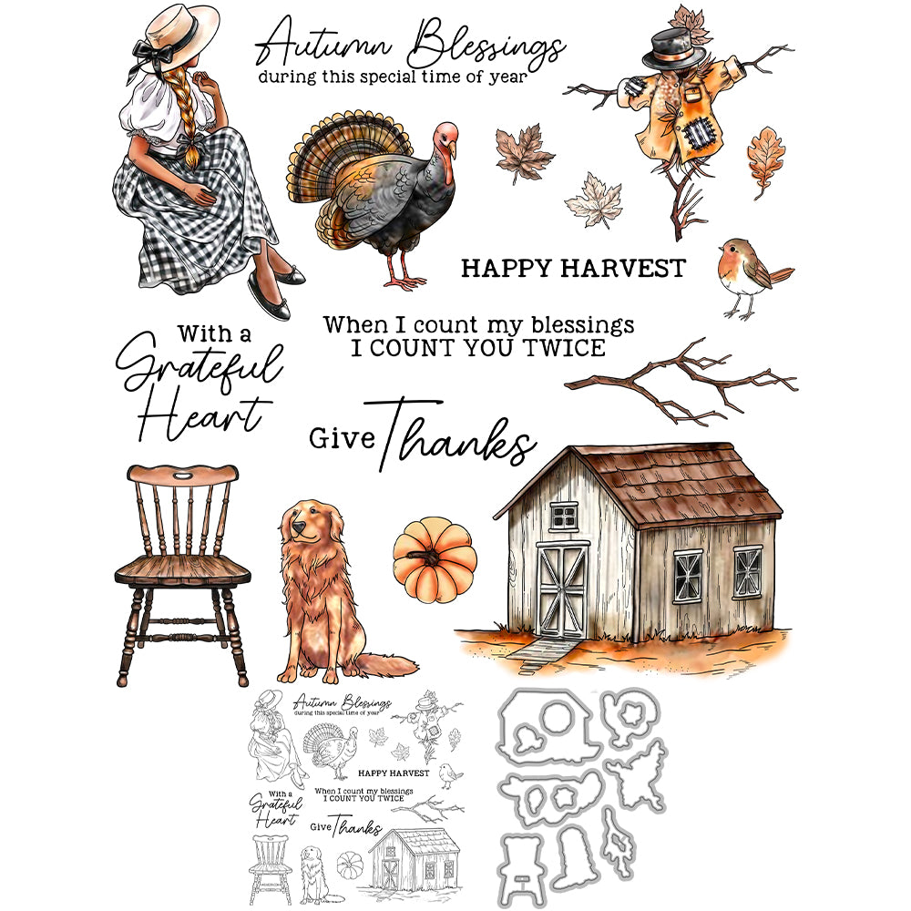 Autumn Blessings Scarecrow Dies & Stamps Set