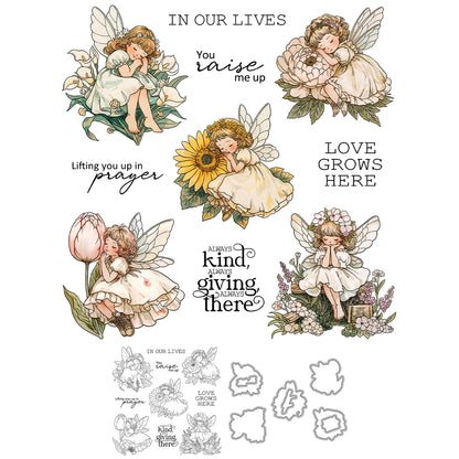 Cute Little Flowers Fairy Girls Dies & Stamps Set